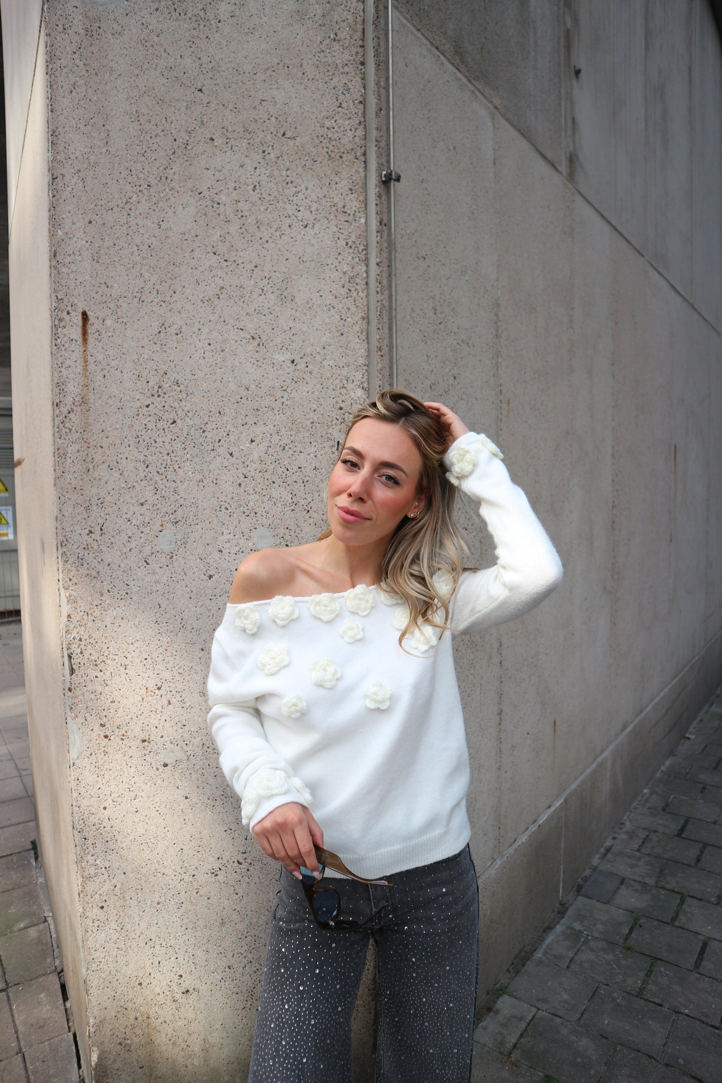 White Flowers Knit