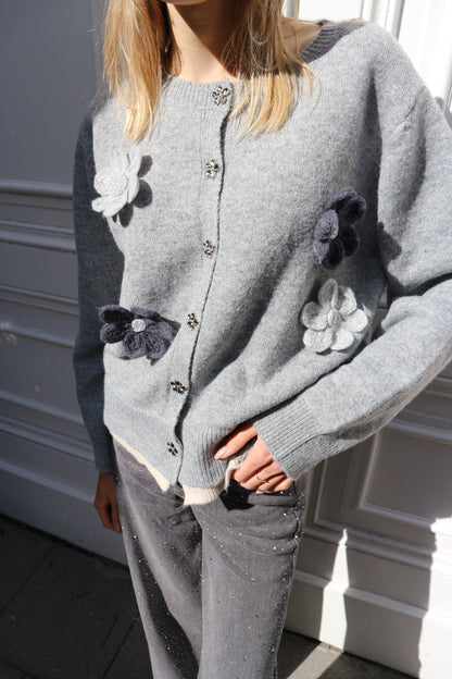 Grey Flowers Knit