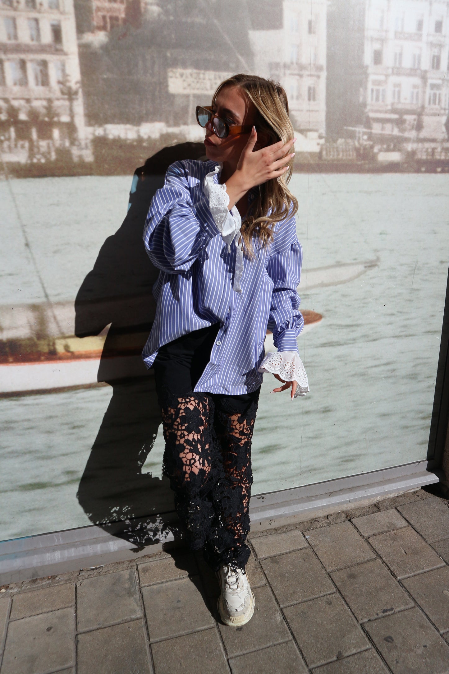 Black Denim Flowers Jeans