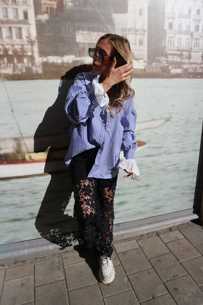 Black Denim Flowers Jeans