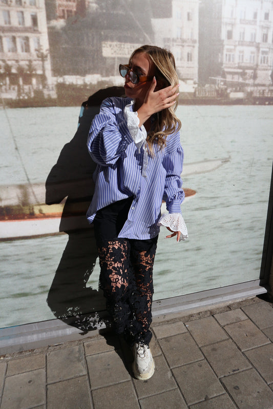 Black Denim Flowers Jeans