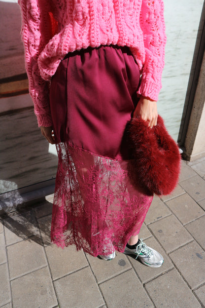 Bordeaux Lace Skirt