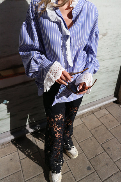 Black Denim Flowers Jeans