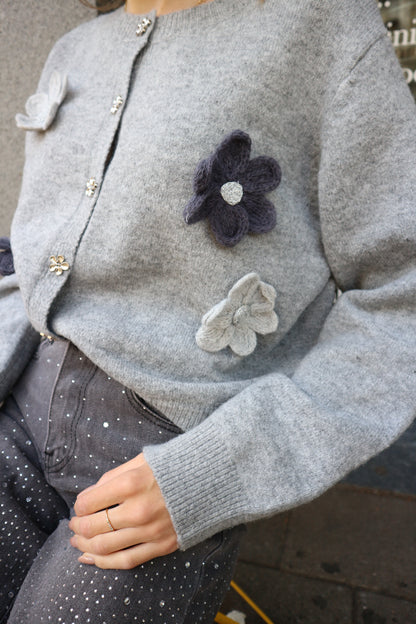 Grey Flowers Knit