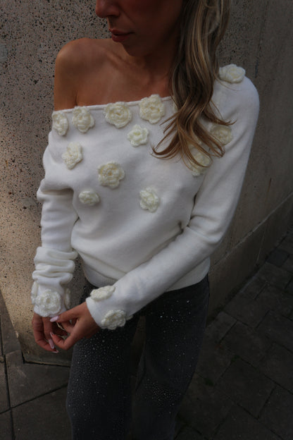 White Flowers Knit