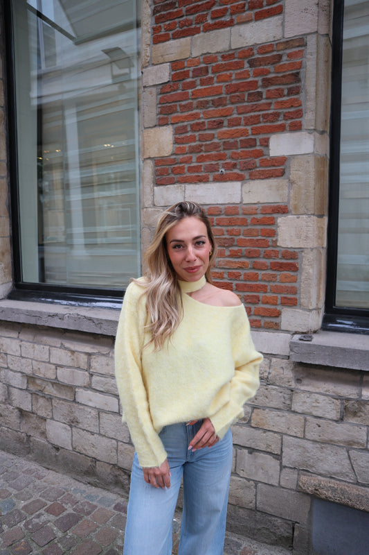 Fluffy Cut-Out Sweater Yellow